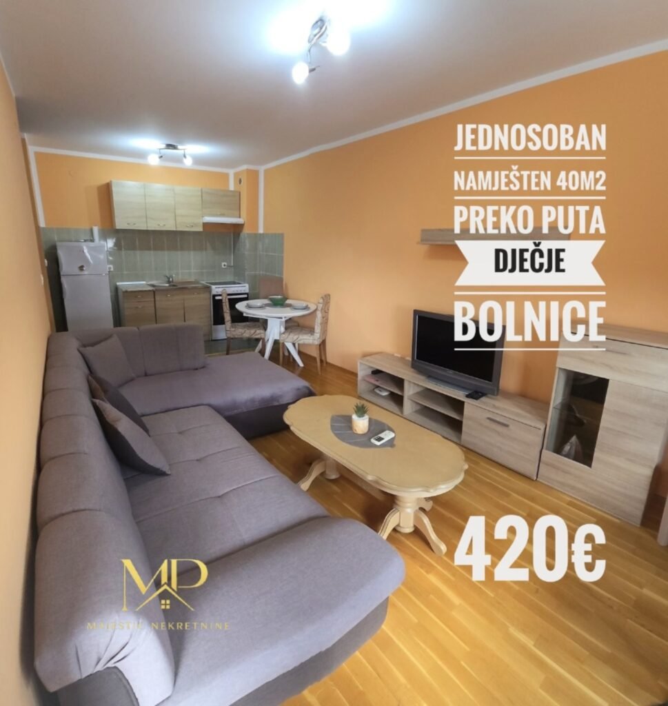 Dnevni boravak jednosobnog stana kod Dječje bolnice u Podgorici