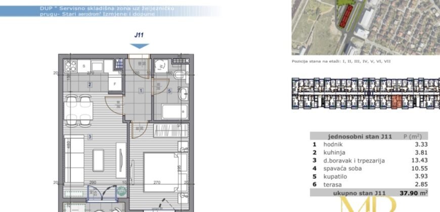 Jednosoban stan na prodaju &ndash; Stari Aerodrom, Podgorica &ndash; 37,90 m&sup2;
