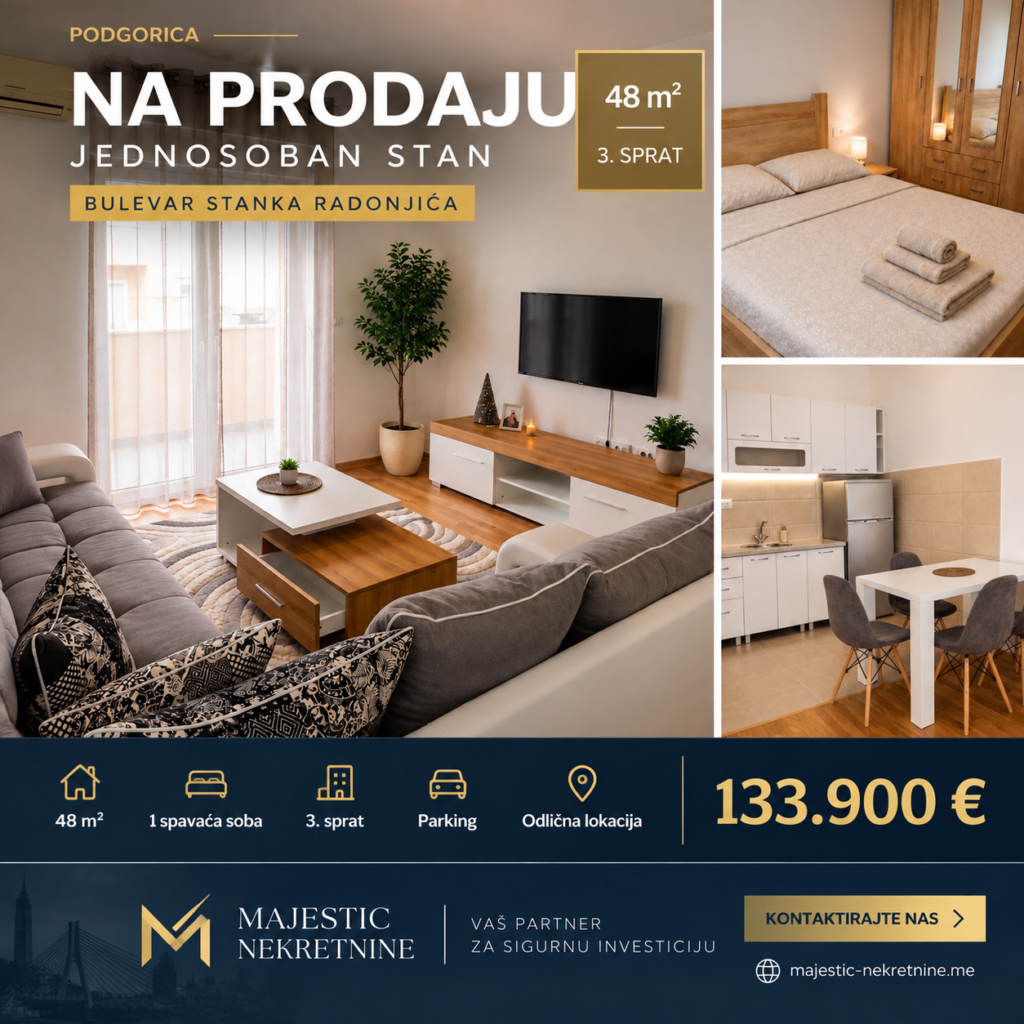 Jednosoban stan za prodaju, Podgorica